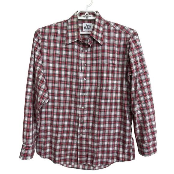 Vintage Woolrich Combed Cotton Plaid Button Up 1960s Men's Shirt Size L - Picture 1 of 7